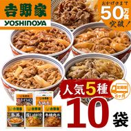 【定期便 ６ヶ月】吉野家 人気５種１０袋セット（冷凍） 牛丼 レトルト 非常食 防災食 6ヶ月 お楽しみ 新潟 