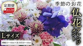 【定期便12回】季節のお花の仏花アレンジメントL 花 仏花 生花 お供え [CT159ci]