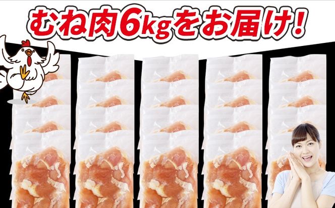 ＜宮崎県産若鶏切身 むね肉 6kg（300g×20袋）＞ 翌々月までに順次出荷【 からあげ 唐揚げ カレー シチュー BBQ 煮物 チキン南蛮 小分け おかず おつまみ お弁当 惣菜 時短 炒め物 簡単料理 】 【b0794_it_x2】