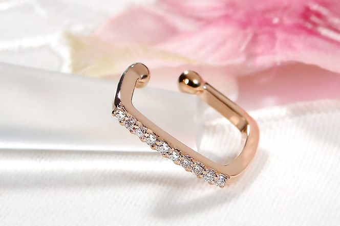 K10PG ダイヤモンド イヤーカフ【0.05ct】【片耳用】 EmP0066-10P SWCJ019-b