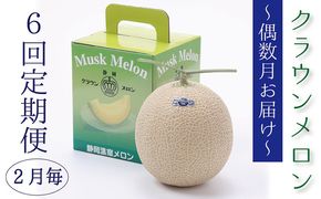 【偶数月6回定期便】クラウンメロン（白等級）1玉入 