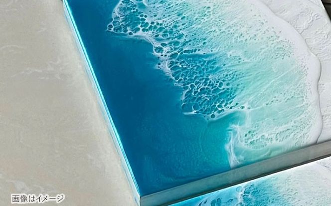 レジンアート 『波のキャンバス』 海アート 3連ミニキャンバス SSMサイズ アート インテリア 絵画 アートパネル おしゃれ 沖縄市 / Kays Artistry[BCAG016]