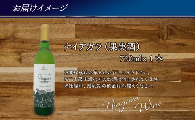 ナイアガラ ブドウ ワイン 720ml 1本 葡萄 ぶどう 果実 果実酒 お酒 アルコール 白ワイン 辛口 お取り寄せ ギフト gift ボトル 紙箱 御中元 お中元 自然農園 北海道 仁木町 