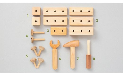 木のおもちゃ ちいさな 大工道具 セット 山のくじら舎 詰め合わせ 木製 木 おもちゃ 知育玩具 男の子 女の子 ギフト プレゼント 贈り物 贈答 お祝い 出産祝い 誕生日祝い 日本製 手作り てづくり 大工 道具 受注生産品 名入れ可能 高知県 安芸市 2歳 トンカチ ドライバー レンチ 木箱 ヒノキ スギ ケヤキ サクラ 組み立て 釘 穴あきブロック 想像力 つみ木 親子 遊び 安芸市 高知県