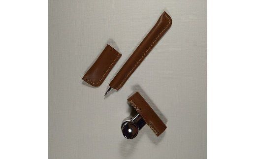 革職人が作るレザーボールペンカバー＆クリップセット【Cafe&Leather Dii】_HA0958