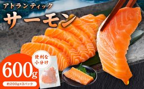 G3544 アトランティックサーモン 600g【小分け 200g×3P 柵切り 刺身 魚介 海鮮 さーもん 生食 お試し】