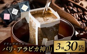 099H2364 薫るアソート バリ アラビカ神山 ドリップコーヒー 3種30袋 【珈琲 こーひー コーヒー 自家焙煎 オリジナル ギフト キャンプ アウトドア 家計応援】