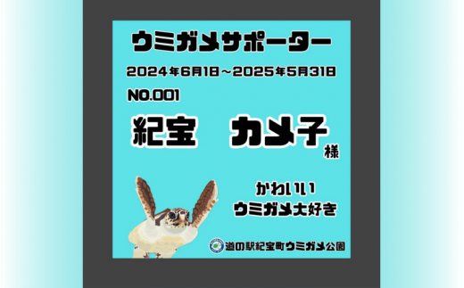 紀宝町ウミガメ公園 ウミガメサポーター（1年間） / ウミガメ サポーター ウミガメ公園 三重県 紀宝町 イベント 餌やり【rkr016】