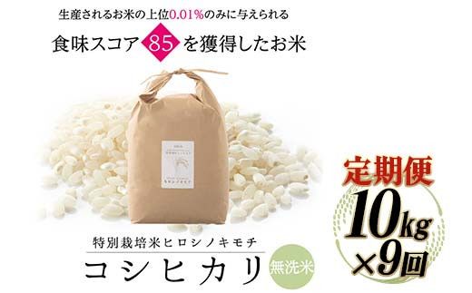 令和8年度　新米【9回定期】特別栽培米 コシヒカリ ヒロシノキモチ 無洗米 10kg 総計90kg 陽咲玲 米 お米 コメ 無洗米 ご飯 ごはん 富山県産 富山県 立山町 F6T-1042