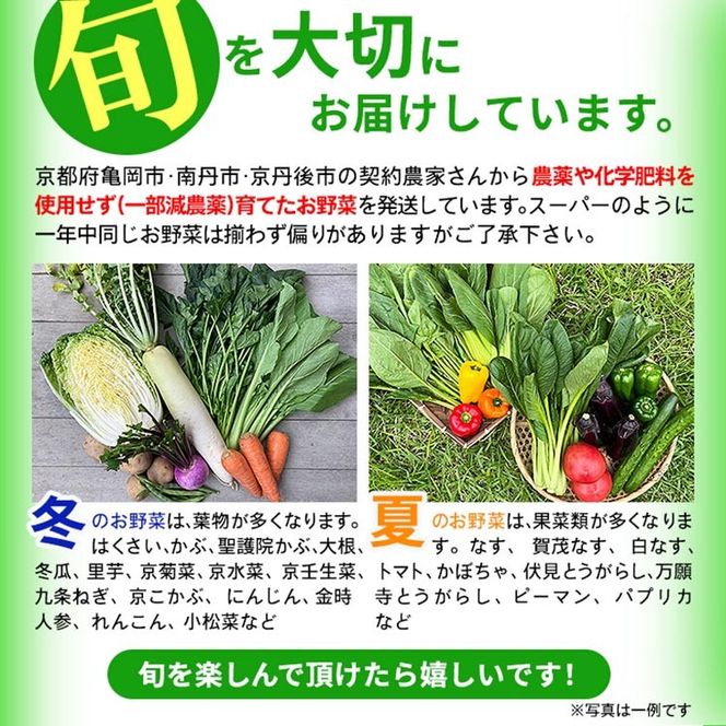 【1回】野菜詰め合わせ　有機野菜・京野菜の『京都やおよし』｜野菜 京都産 オーガニック 有機JAS 農薬不使用 減農薬 野菜セット ※北海道・沖縄・離島への配送不可