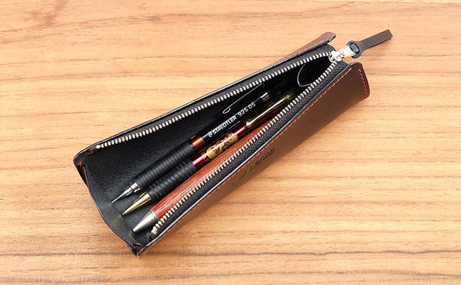 牛革 メガネ・ペンケース　ブラック