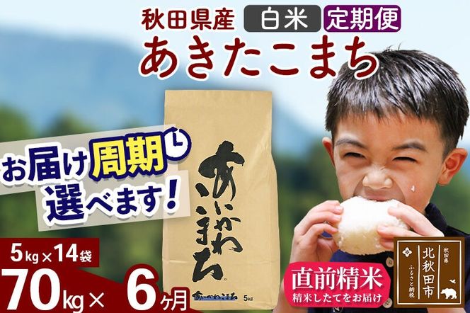 ※令和7年産※《定期便6ヶ月》秋田県産 あきたこまち 70kg【白米】(5kg小分け袋) 2025年産 お届け周期調整可能 隔月に調整OK お米 藤岡農産 [藤岡農産 秋田 お米 あきたこまち 米どころ 東北 北秋田市 定期便 毎月お届け]|foap-11406