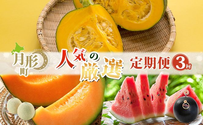 月形町 人気の厳選 定期便 3回お届け メロン 赤肉 スイカ かぼちゃ 南瓜 果物 フルーツ 野菜 旬 季節 送料無料
