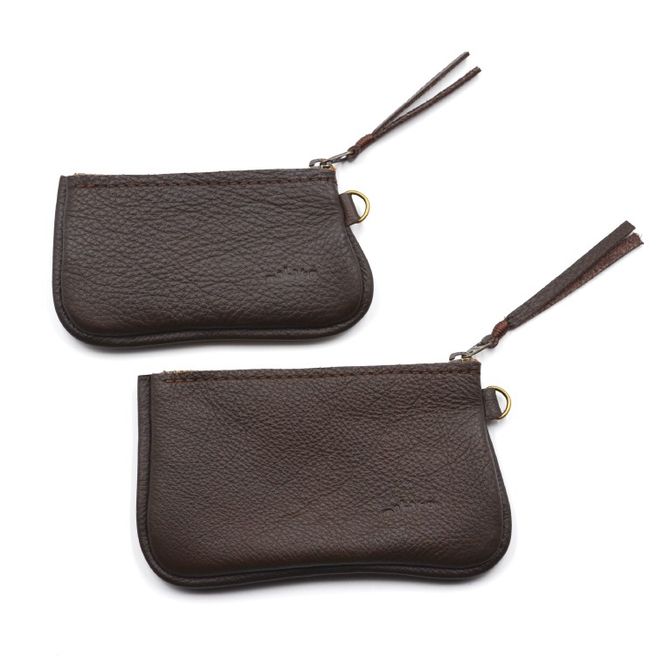 益子の革工房maharoのファスナーコインケース・カードケースセット　ダークブラウン｜栃木県 益子町 ふるさと納税 コインケース カードケース 2個セット 牛革 手作り（AX133-3）