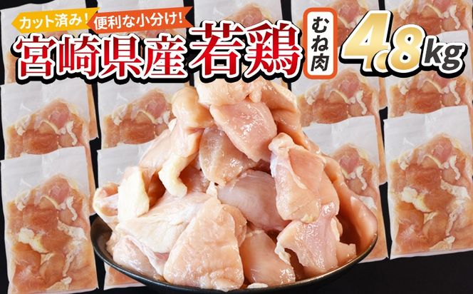 ＜宮崎県産若鶏切身 むね肉 4.8kg（300g×16袋）＞ 3か月以内に順次出荷【 からあげ 唐揚げ カレー シチュー BBQ 煮物 チキン南蛮 小分け おかず おつまみ お弁当 惣菜 時短 炒め物 簡単料理 】【b0782_it】