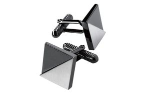 G2835 ジオメトリック・スクエアカフス ブラックシルバー