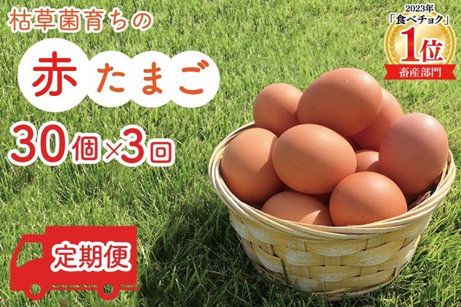 BC005　【定期便】枯草菌育ちの赤たまご30個（年3回）