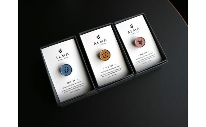 ～香りを纏う～ 　ALMA Aroma Pins-motif- 雑貨 ファッション アクセサリー ピンバッチ アロマオイル 持ち運び おしゃれ ジャケット お守り クローバー 
