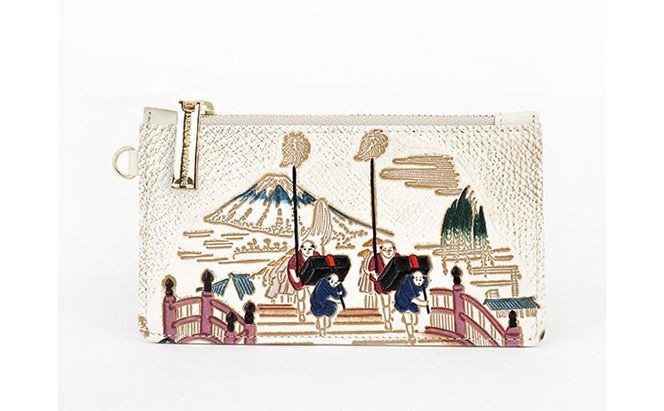 すっきり カードケース 日本橋 文庫屋大関 パスケース 小銭入れ フラグメントケース カード 収納 ケース 本革 牛革 革 皮革 スリム コンパクト 工芸品 工芸 雑貨 和柄 和 チェーン ファスナー 日本製 東京