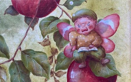 絵画「アップルパイ焼けたよ!」 糸島市 / 工房はーべすと アート インテリア[AYA054] 絵画 絵 額縁 インテリア 内装 パステル イラスト アート