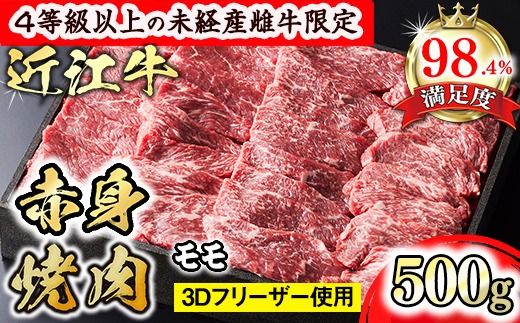 【森三商会】4等級以上の未経産雌牛限定　近江牛赤身焼肉500g（モモ）【GM13U】