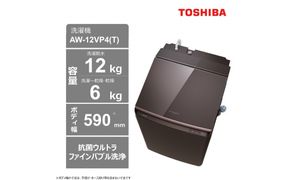 東芝【標準設置費込み】ハイブリッド乾燥搭載　12kgタテ型洗濯乾燥機　AW-12VP4(T) 141305_KV124