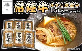 K2542 常陸牛 牛すじ 煮込み 1.5kg(250g×6袋) ＜茨城県共通返礼品＞【常陸牛 牛 牛肉 厳選 お取り寄せ おつまみ おかず 冷凍 ピリ辛】