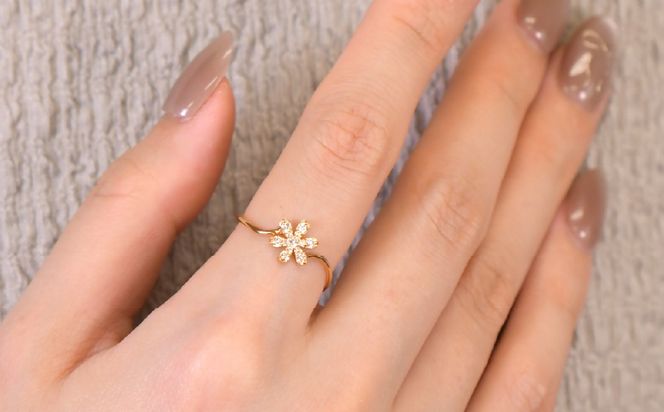 K18ダイヤブリリアントフラワーリング0.12ct　R222 260-017