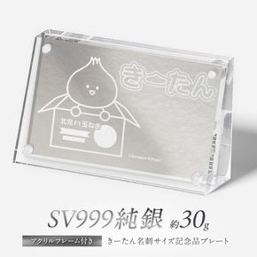 SV999 純銀 30g きーたん 名刺サイズ記念品プレート アクリルフレーム付き ( 受注生産 シルバー コレクション )【220-0193】
