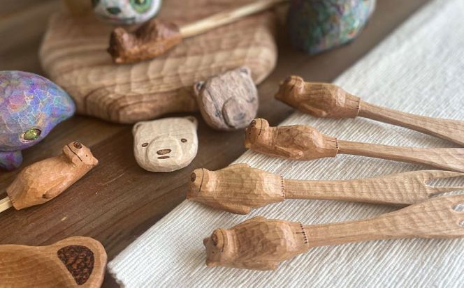 しろくまのデザートフォーク 1本 糸島市 / しろくも工房 【いとしまごころ】 木製 フォーク カトラリー[AEO006]