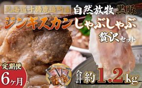 【定期6ヶ月】鹿追産 自然放牧黒豚しゃぶしゃぶ＆豚ジンギスカンの贅沢セット SKN059