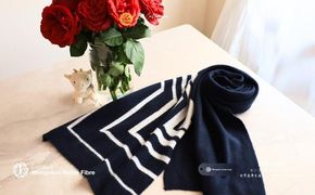 G3321 『Noble Fibre』100％カシミヤ・マフラー ダークネイビーインターシャ 【高級 カシミア おしゃれ ファッション 防寒 かしみあ】
