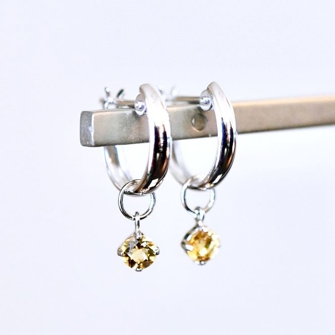 Pt900 プラチナ 2WAY ピアス 地金 シトリン フープピアス(直径10mm) 保証書付 SMK-5249 SWAD098-cit