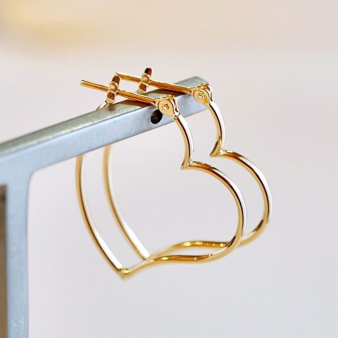 K18 イエローゴールド ハート フープ ピアス 保証書付 KO-0026 SWAD027