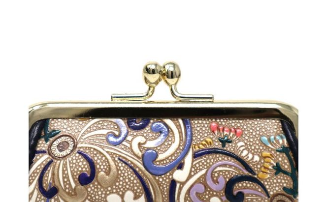 【文庫屋大関】印鑑ケース 乱菊〈青紫〉【皮革工芸品】 革製品 工芸品 民芸品 牛革 小物入れ お祝い ギフト プレゼント 墨田区 東京都