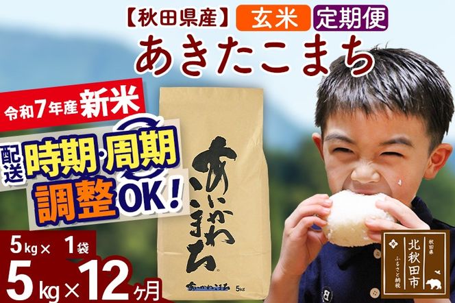 ※令和7年産 新米※《定期便12ヶ月》秋田県産 あきたこまち 5kg【玄米】(5kg小分け袋) 2025年産 お届け時期選べる お届け周期調整可能 隔月に調整OK お米 藤岡農産|foap-20312