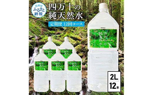 【CF-R7hbk】t136sks　《定期便》 四万十の純天然水 (2L×6本)×2ケース 12回コース 水 天然水 軟水 モンドセレクション金賞受賞 ナチュラルミネラルウォーター 93000円 健康 おいしい 飲みやすい おすすめ 定期購入 定期便 故郷納税 返礼品 高知 四万十川 ご家庭用 まとめ買い