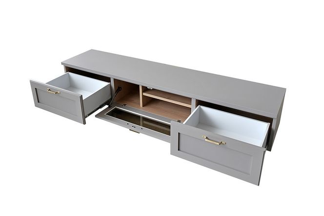 ビルネ 180 TVボード GY【グレー 完成品  真鍮 テレビ台 高級感 リビング収納】(H062377)
