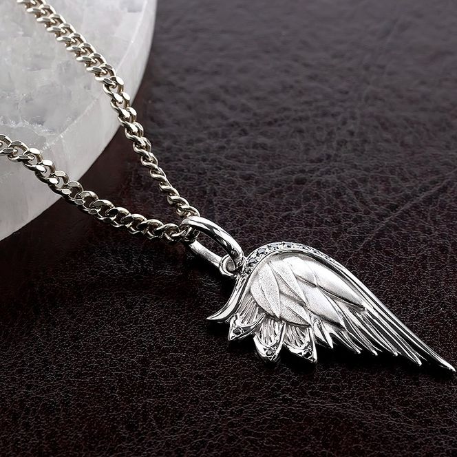 プラチナ ネックレス メンズ 羽根 翼 ダイヤモンド 喜平用 ペンダントトップ 大きめ ダイヤ 0.08ct pt900 シンプル 天使 エンジェル お守り ジュエリー 普段 使い プレゼント 人気250325201p SWAA258-pt
