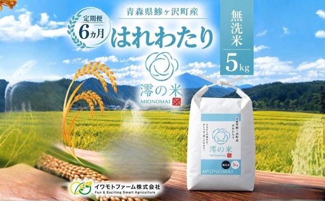 【6回定期便】米 5kg 白米 はれわたり イワモトファーム 青森県産 令和8年産 6ヶ月 定期便 新米 ごはん ご飯 ブランド米 特選米 精米 直送 農家直送 お取り寄せ お米 こめ コメ 白飯 国産 お弁当 もっちり 送料無料