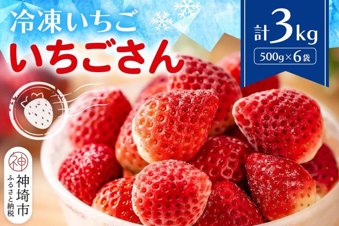 冷凍いちご(いちごさん)3kg(500g×6)【佐賀県 いちごさん 冷凍いちご 新鮮 果実 加工 甘さ 香り デザート スムージー ソース】(H116231)