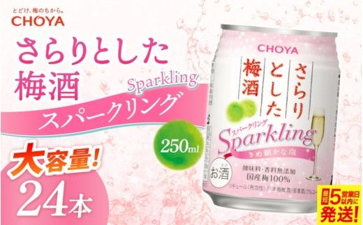 チョーヤ梅酒 さらりとした梅酒スパークリング 250ml缶×24本【9月30日受付終了】【igge0015】
