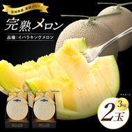 完熟 メロン イバラキング 2玉 │ 3kg フルーツ 産地直送 高級 贈答用 （CK002）