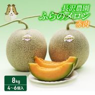 【先行受付  2026年発送】ふらのメロン 赤肉 大玉 ジャンボ 4～6玉セット 計約8kg 北海道 富良野 メロン 夏 果物 フルーツ ギフト 長沢農園
