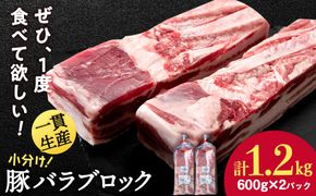 北海道産 白老豚 バラ ブロック 600g×2パック BV007