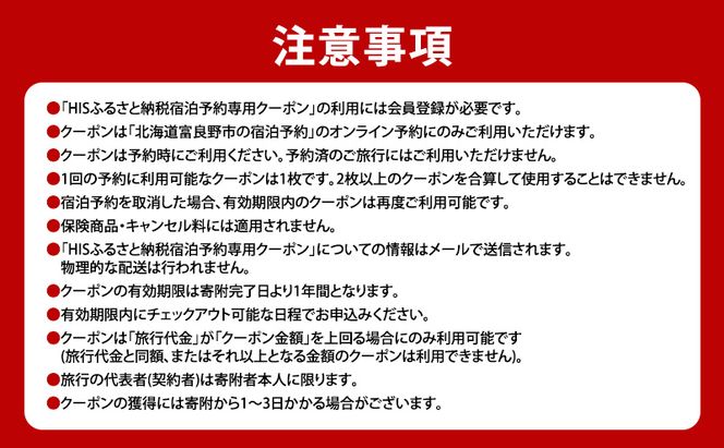 HISふるさと納税宿泊予約専用クーポン（北海道富良野市）30,000円分