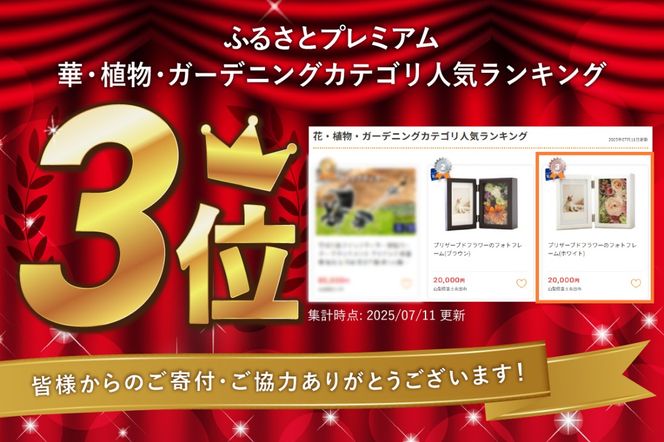 プリザーブドフラワーのフォトフレーム(ホワイト)