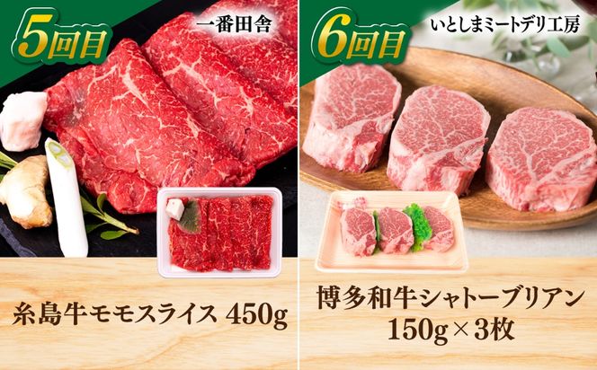 【全6回定期便】糸島・お肉定期便（充実コース） 毎月3-4人前[AAH015]