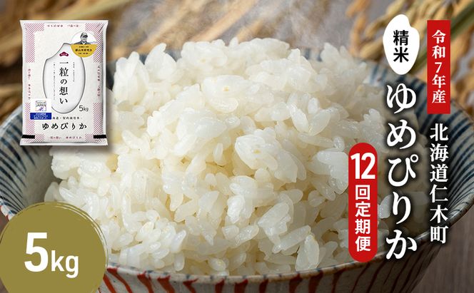 12ヵ月 定期便 銀山米研究会のお米＜ゆめぴりか＞5kg×1袋　ご飯 ライス 白米 精米 ブランド米 おにぎり お弁当 北海道産 産地直送 ご飯 時短 朝ごはん 夜ごはん 昼ごはん [株式会社 松原米穀]