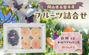 桃 ぶどう 2026年 数量限定 岡山 白桃 4玉 オーロラブラック 1房 詰合せ 計1.5kg以上